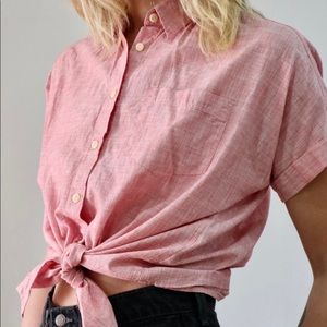 Red Madewell Button Down Short Sleeve Tie Shirt